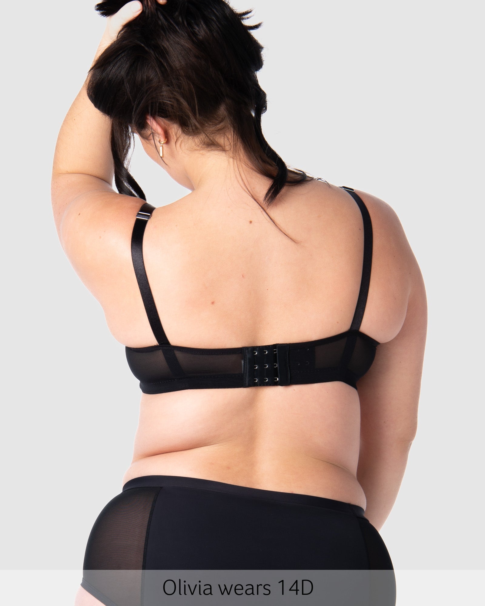 Back of Enlighten Nursing Bra with Flexi Underwire in Black