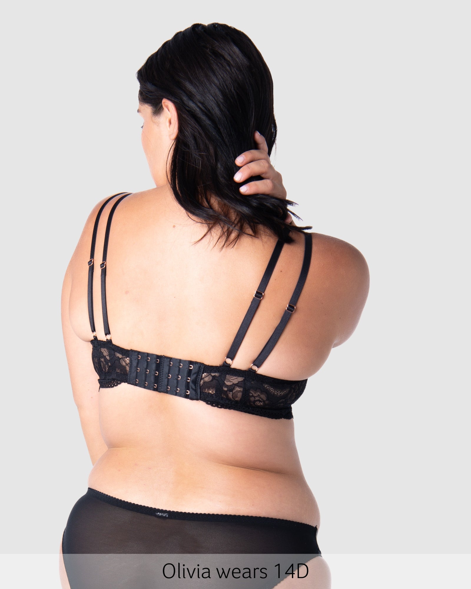 Back of Heroine Plunge Flexi Underwire Nursing Bra in Black