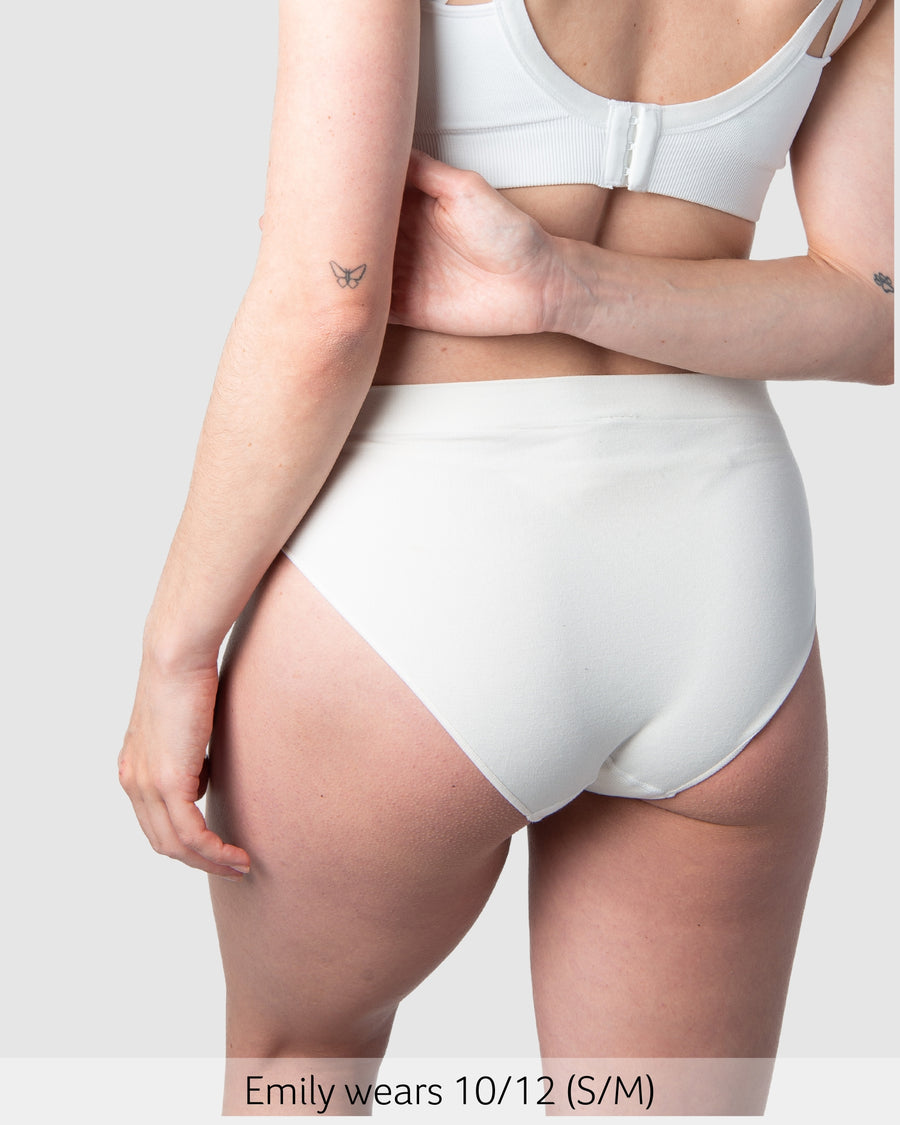 Back of Close up of My Necessity Seamless Maternity Brief in Ivory