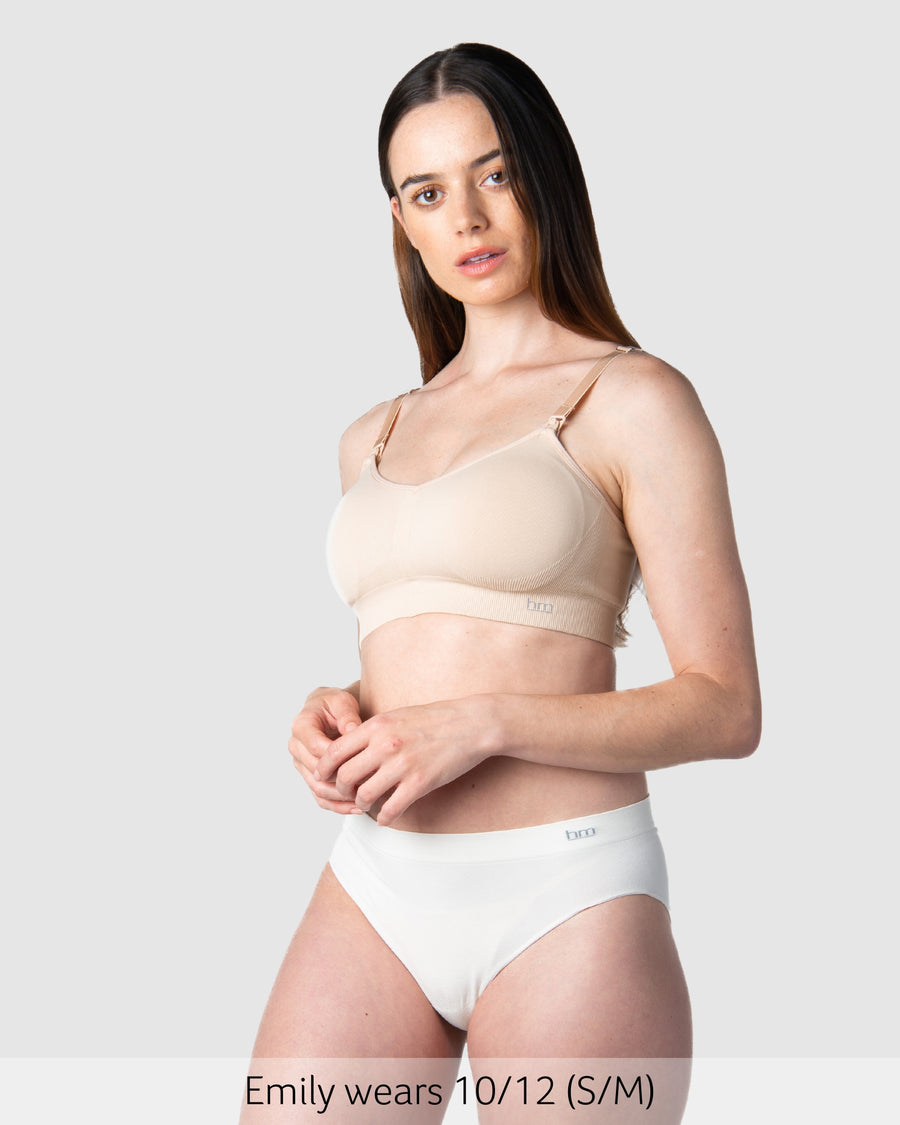 Close up of My Necessity Seamless Maternity Brief in Ivory