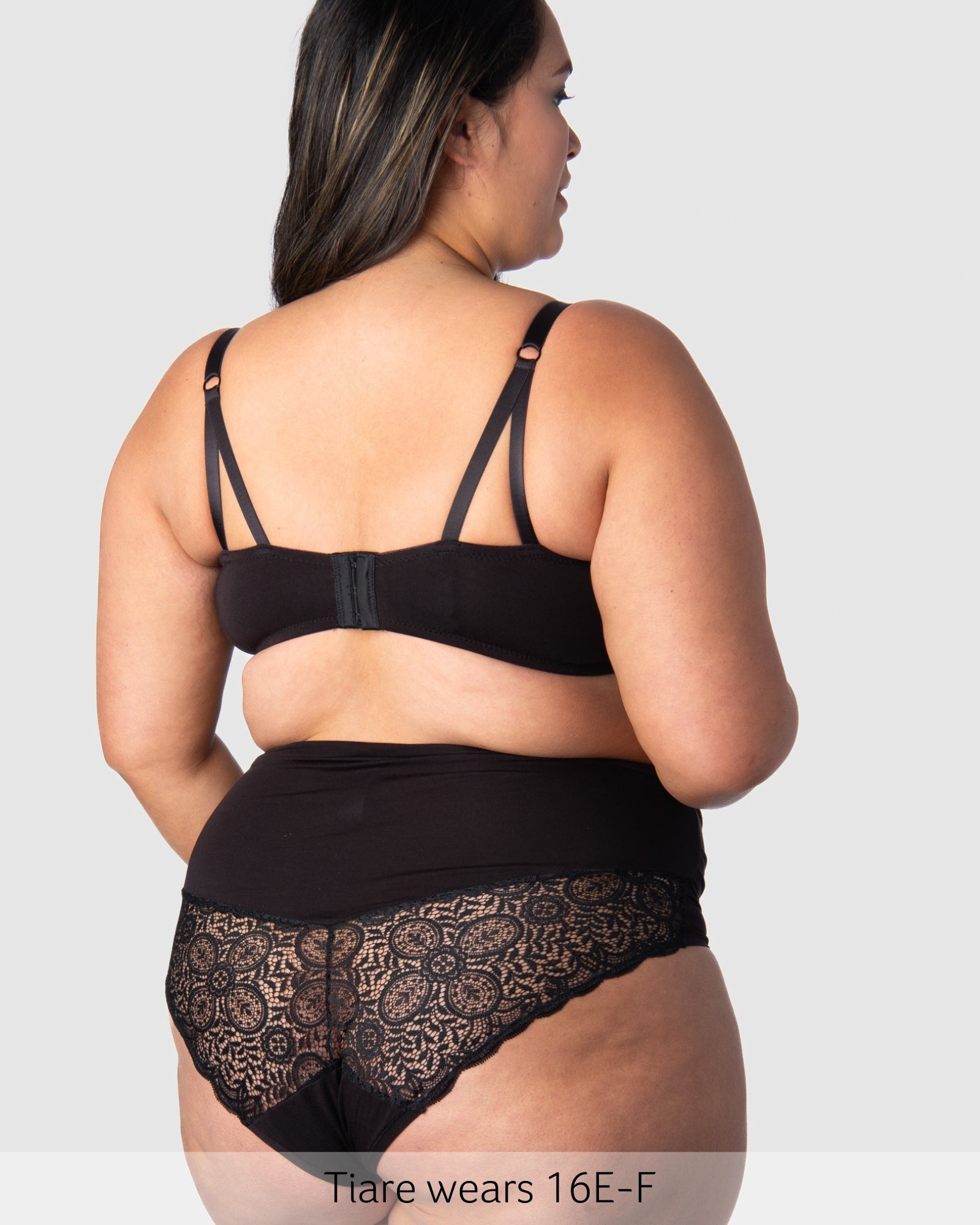 Back of Serenity Wirefree Bamboo Nursing Bra in Black