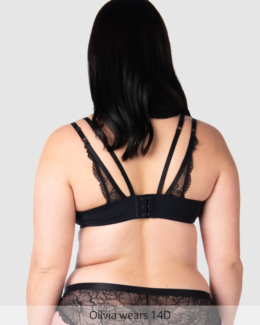 Back of True Luxe Flexi Underwire Nursing Bra in Black