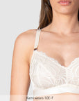 Close up of Warrior Wirefree Soft Cup Nursing Bra in Ivory