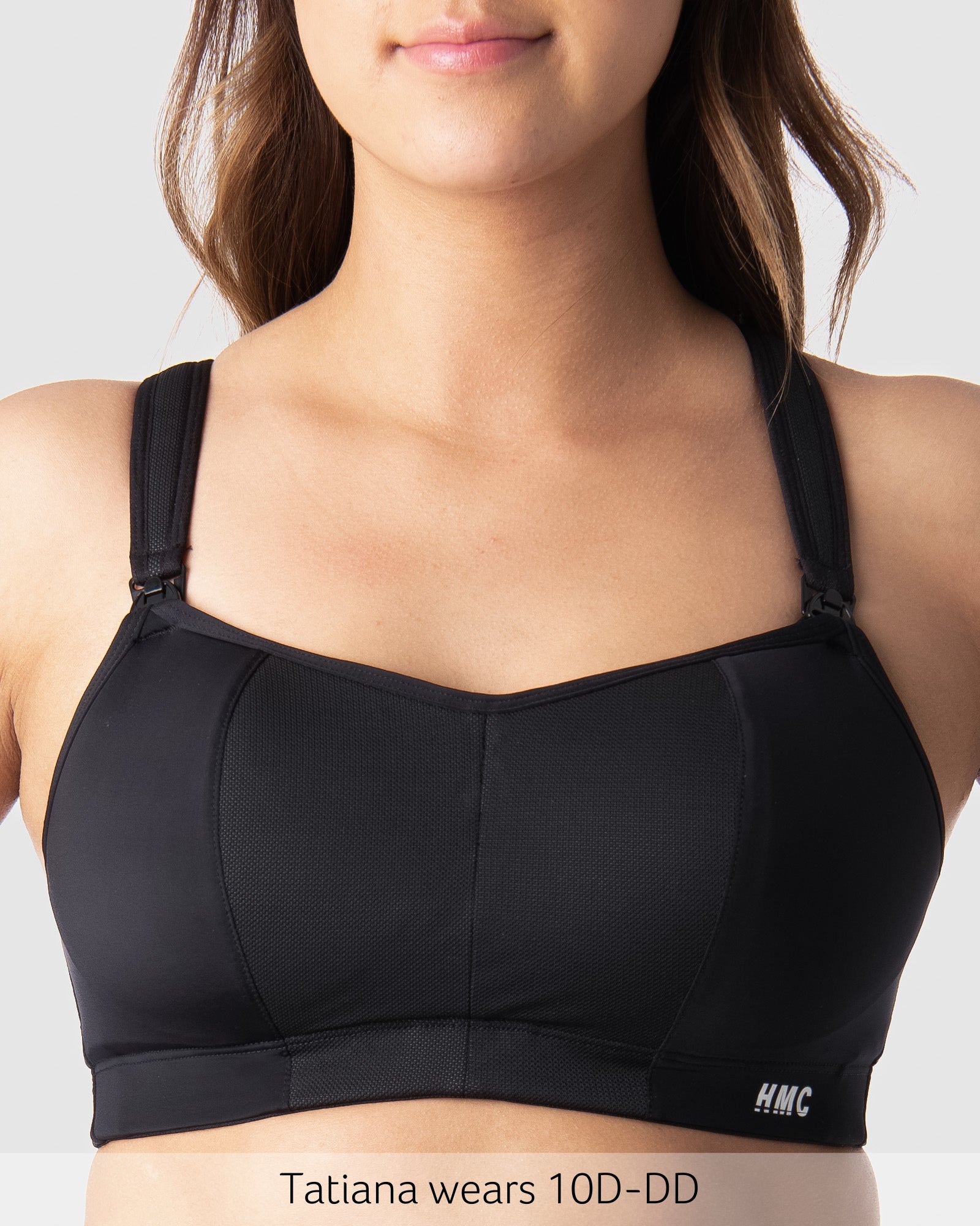 Close up of Zen Countour Wirefree Nursing Sports Bra in Black