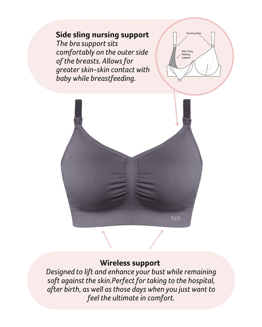 Technical features of My Necessity Wirefree Nursing Bra in Slate