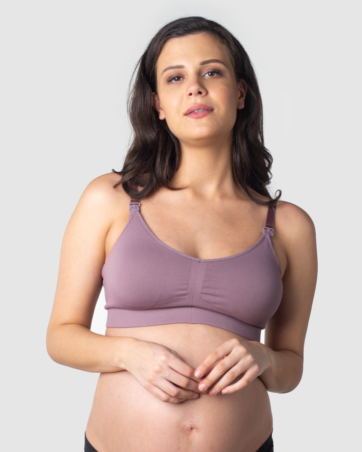 Women's Maternity Nursing Seamless Bra, Wirefree Clip Down Soft Support Bra  for Pregnancy Sleeping and Plus Size Breastfeeding Bras Black